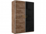 Шкаф-купе Прайм 2-х дверный 1400 ДСП/Стекло Черное Крафт табачный