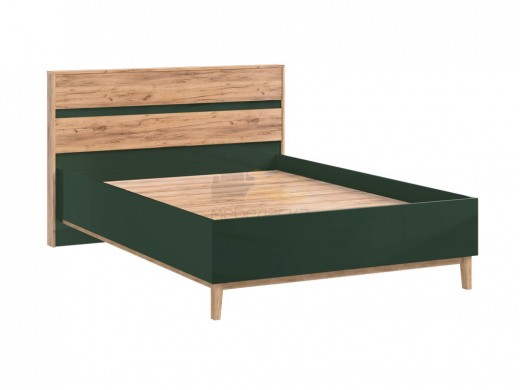 Кровать Кельн 1400 (Ложе ЛДСП) Изумрудный, Дуб Крафт